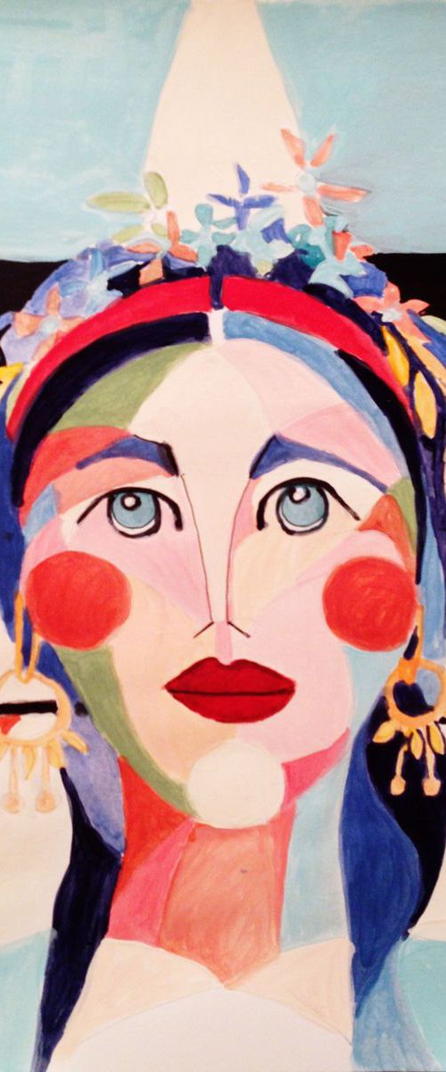 Lady2- original acrylic on paper- 23x 30 cm (9'x12'Inches) by Carlo Toma