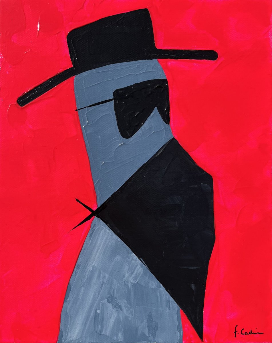 Portrait Acrylic Painting By Cadiou Frederic, 9 X 12, Moai, Original Artwork