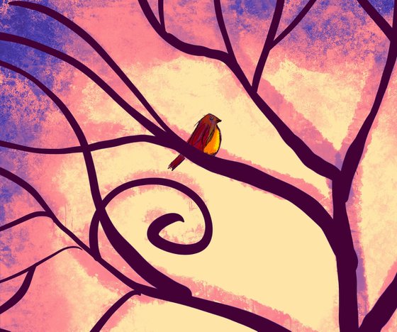tree bird pictures online art for living room in a3 , cute lovebird tree artwork v2
