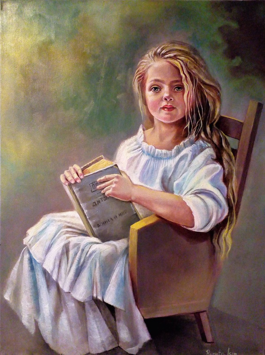 Impressionistic Portrait Oil Painting By Reneta Isin, 24 X 31", " War And Peace ", Original Artwork