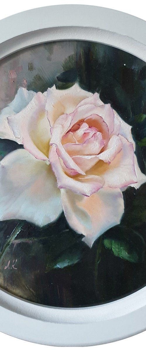 "Morning rose."  rose flower  liGHt original painting  GIFT (2020) by Anna Bessonova (Kotelnik)