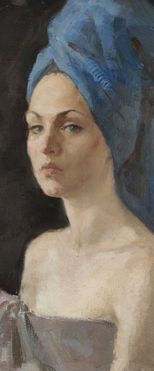 Portrait of a woman in blue by Maria Egorova