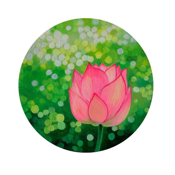 Bokeh mode Lotus! Ready to hang! Pink flower art