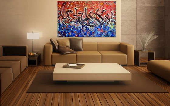 Abstract Street Art - Abstract Home Decor Art  On The Extra Large Deep Edge Canvas Ready To Hang Perfect for Modern Office Hotel Living Room Decoration