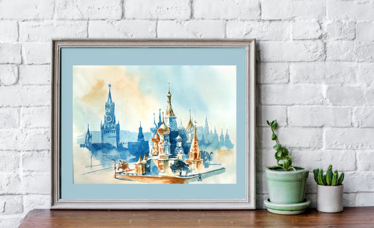 Impressionistic Cityscapes Watercolour By Ksenia Selianko, 15 X 11", "Red Square Ensemble, Moscow, Original Artwork