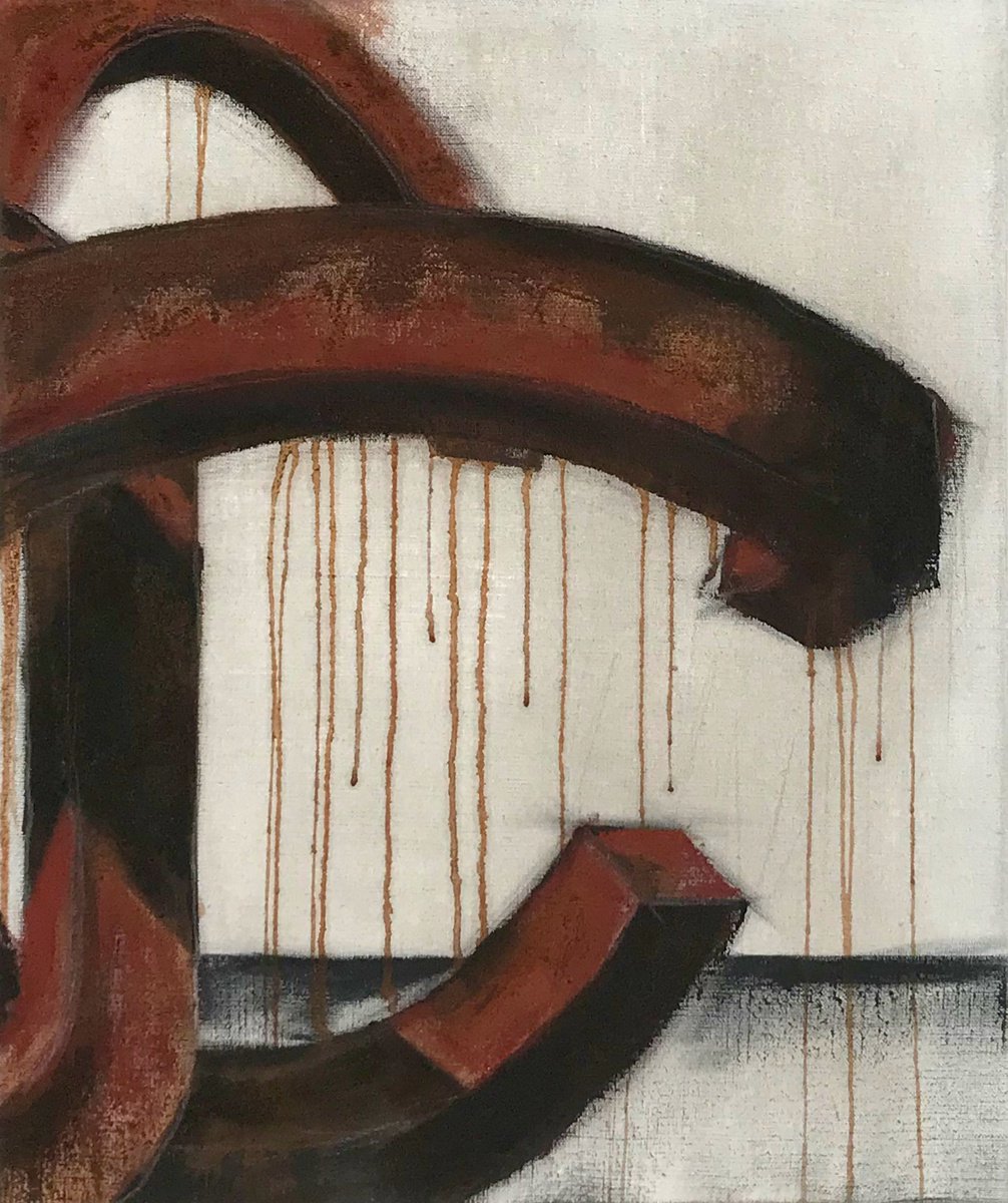 Abstract Landscape Acrylic Painting By Andrew Hardy, 20 X 24, Homage To Chillida, Original Artwork