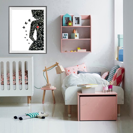 Lady with butterflies, 3D