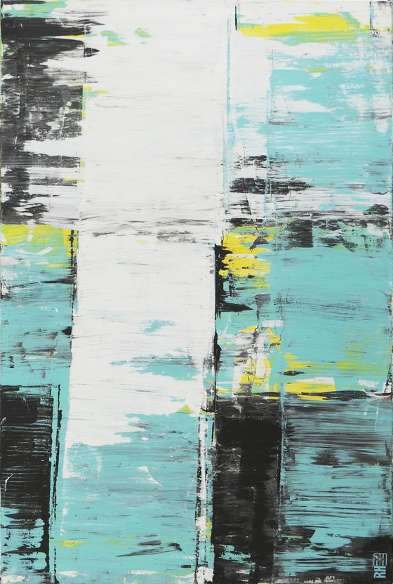 Static Black and Blue - Abstract Painting - Affordable Art - Ronald Hunter - 49O