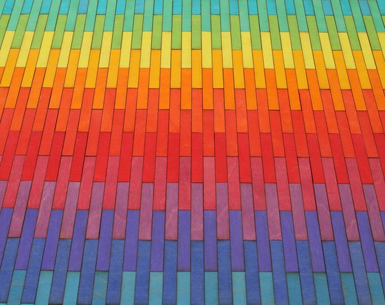 Rainbow ombre mixed media painting