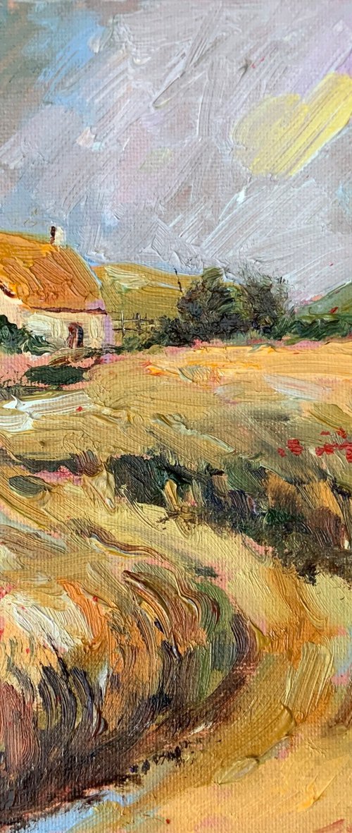 Golden Fields and Cottage by Alexandra Jagoda (Ovcharenko)