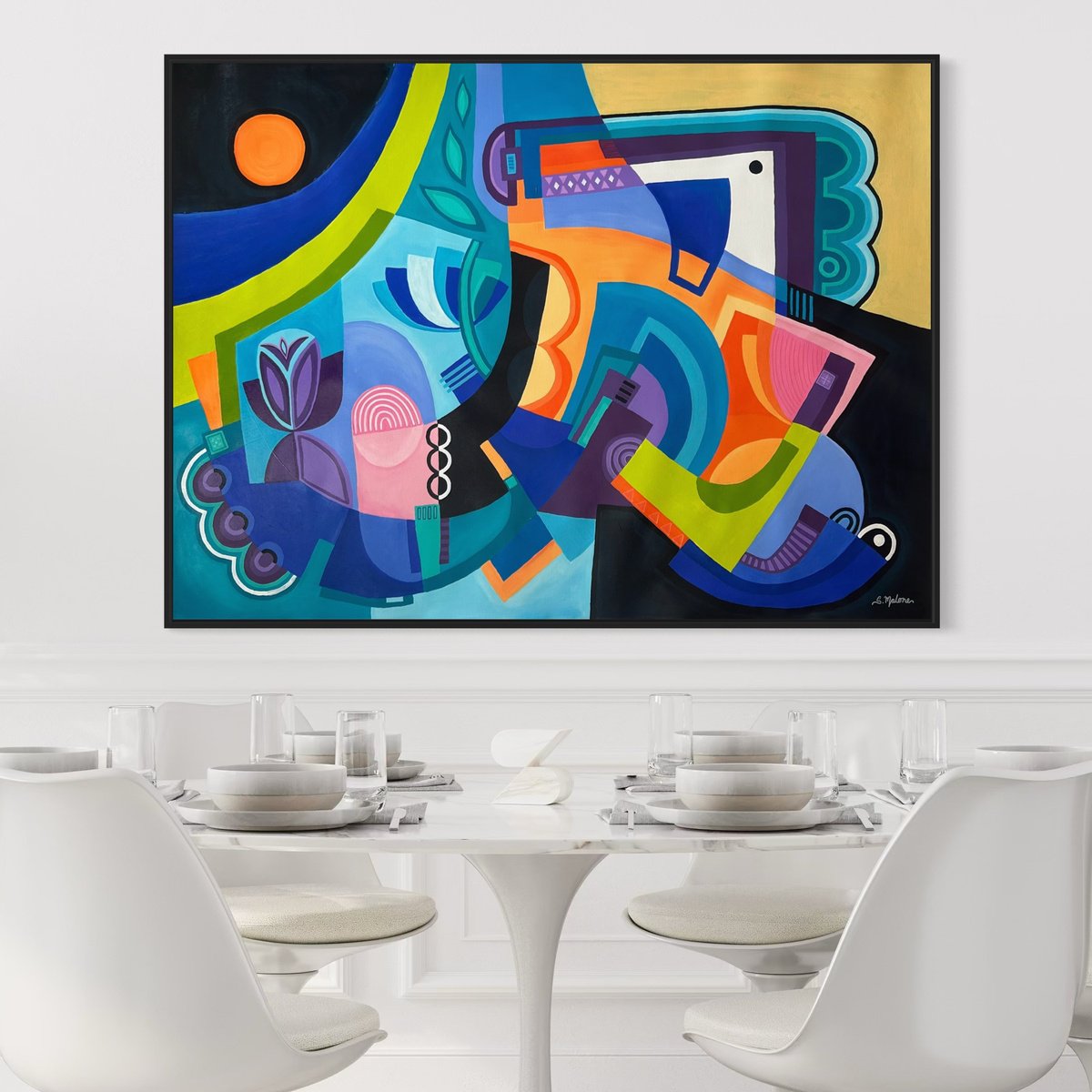 Abstract Acrylic Painting By Samantha Malone, 51 X 37", The Balancing Act, Original Artwork