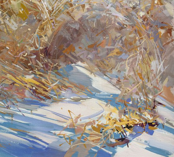 Winter oil painting - White Blizzard II