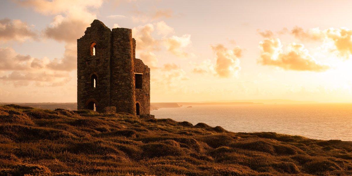 Landscape Photograph By Paul Nash, 24 X 12", Wheal Coates Golden Hour, Original Artwork