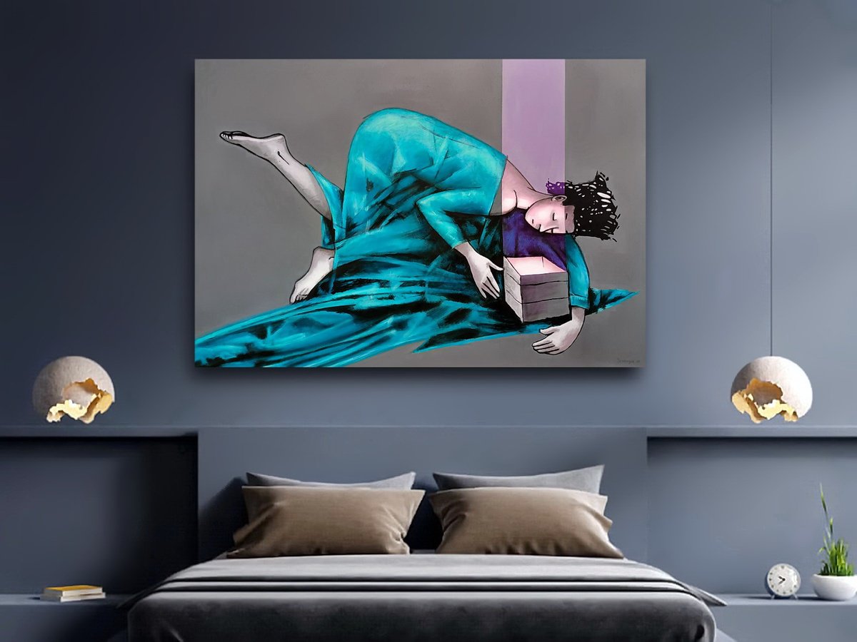 Impressionistic Portrait Acrylic Painting By Evgen Semenyuk, 55 X 37, Light Of Hope (Pandora