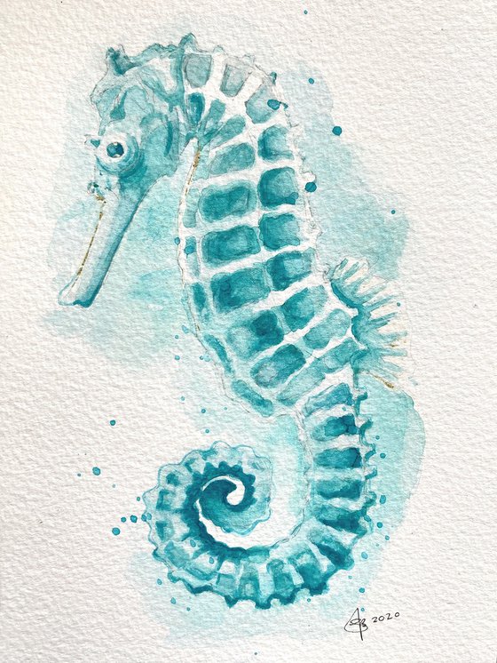 Seahorse Watercolour Painting