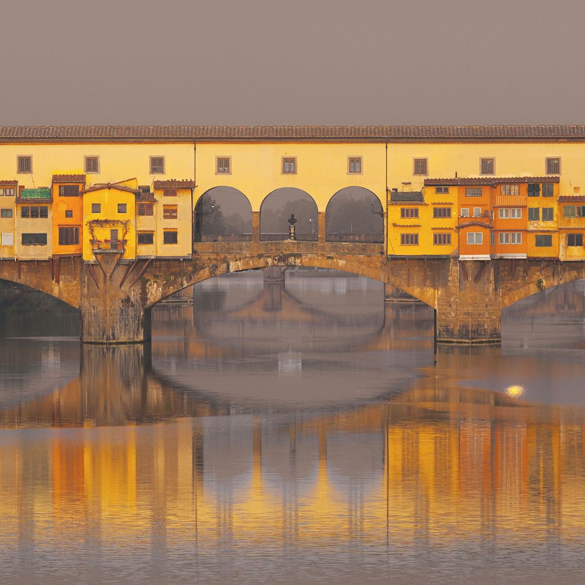 Photorealistic Cityscapes Photograph By Peter Zelei, 28 X 28", Florence I. / Ponte Vecchio, Original Artwork