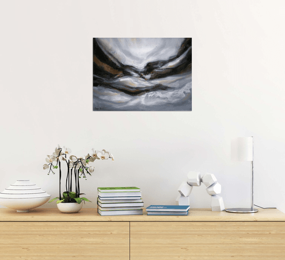 Black and White Seascape, Abstract Seascape Title - The Horizon Is Near