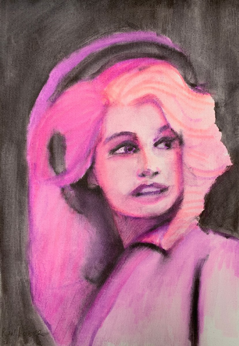 Dolly Parton- 9x12 - Pink Purple Painting by Ryan  Louder