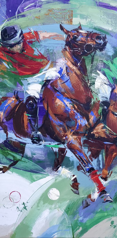 120 x 100cm/ HORSE POLO by Anna Cher