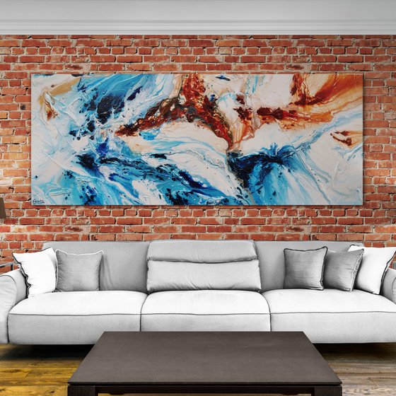 Rock and Ice 200cm x 80cm Textured Abstract Art