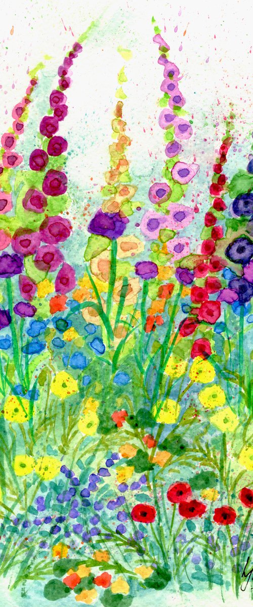Hollyhock Garden by Lisa Mann