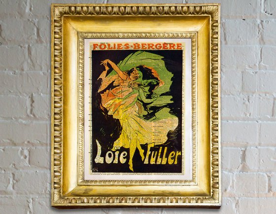 Folies-Bergère Loie Fuller 2 - Collage Art Print on Large Real English Dictionary Vintage Book Page