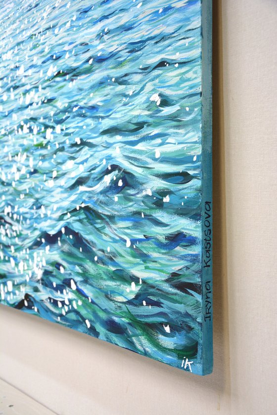 Glowing ocean waves.