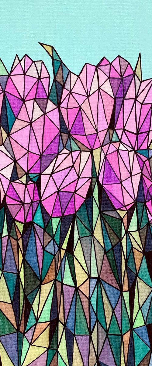 TULIPS STAINED GLASS by Maria Tuzhilkina