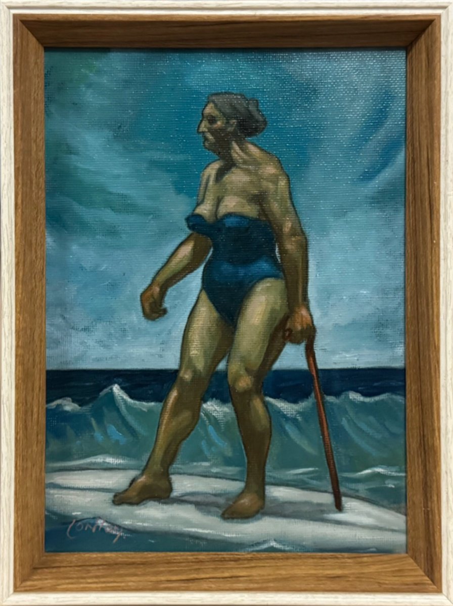 Expressive Portrait Oil Painting By Pete Conroy, 7 X 9", The Silver Surfer, Original Artwork