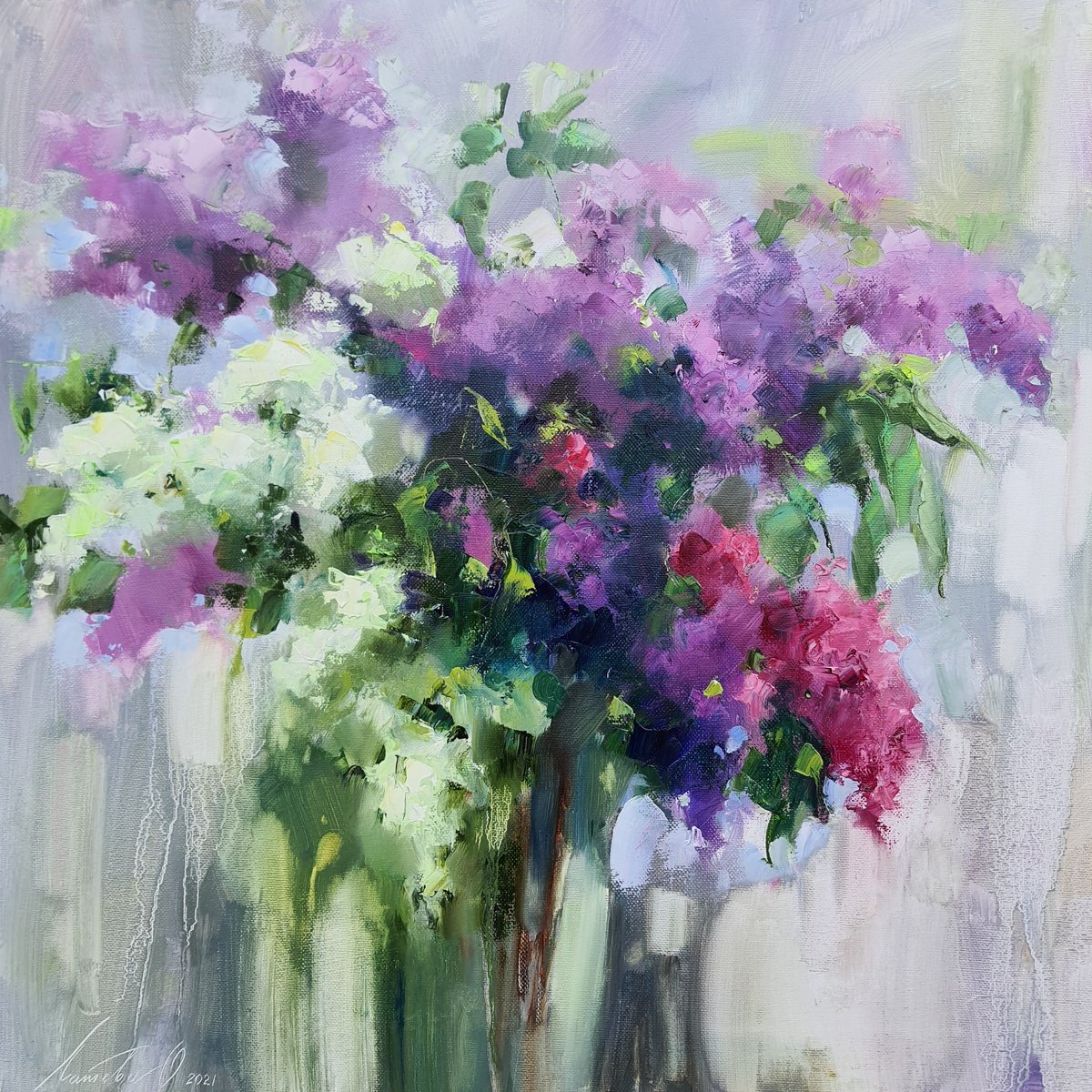 Oil Painting , Lilac By Olha Laptieva, 24 X 24, Artwork For Sale On Artfinder