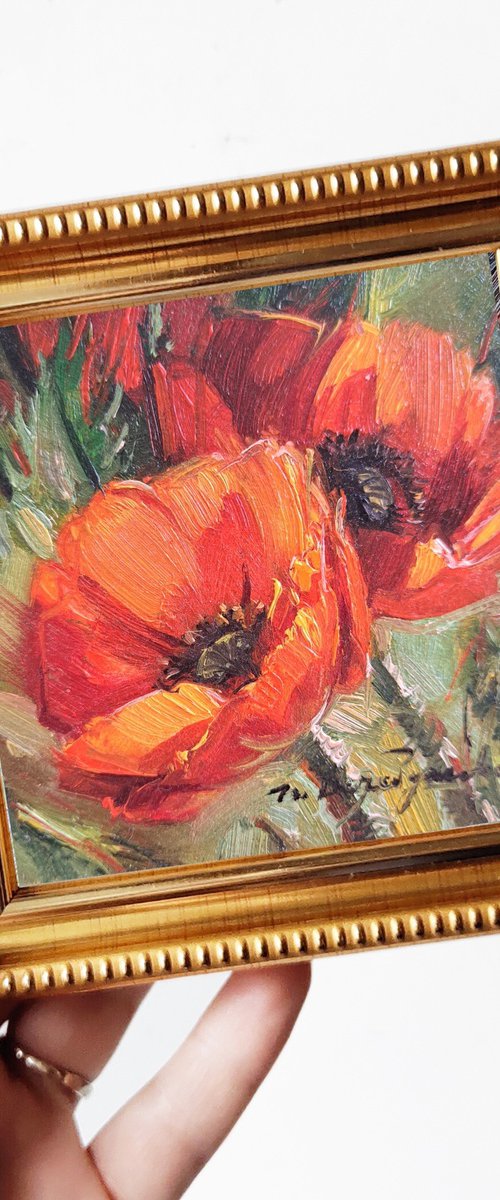 Poppy painting original by Nataly Derevyanko