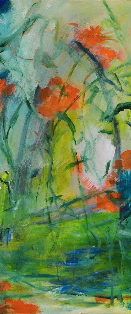Floris - floral abstract acrylic painting by Karin Goeppert