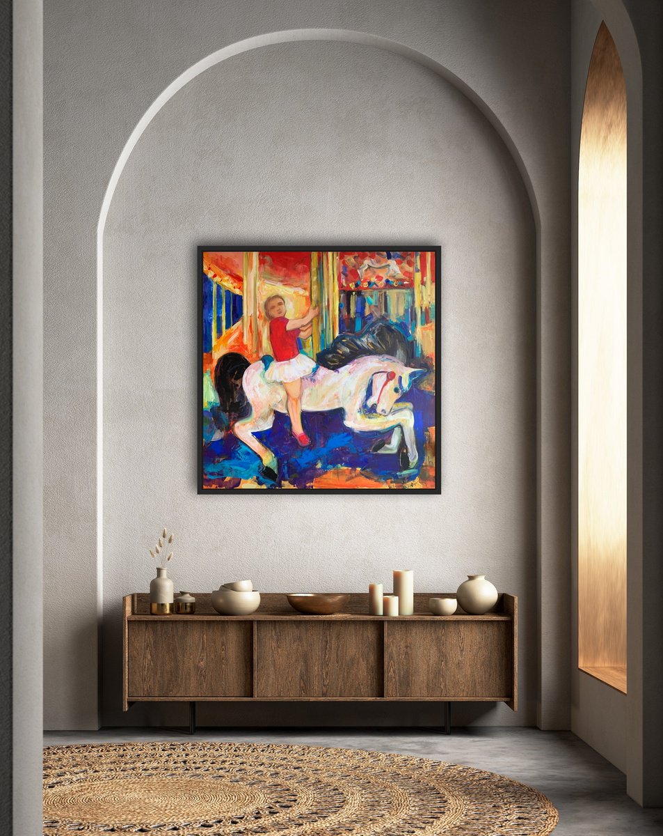 Impressionistic Portrait Acrylic Painting By Olga Pascari, 39 X 39", Carillon, Original Artwork