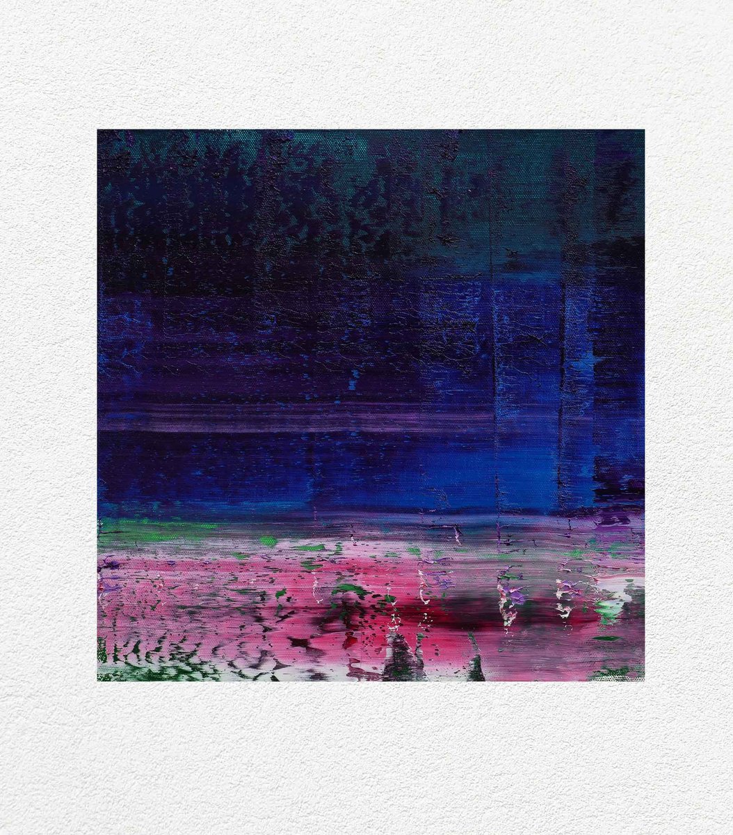 Abstract Oil Painting By Vadim Shamanov, 13 X 13", Dynamic Art Sketch Ii, Original Artwork