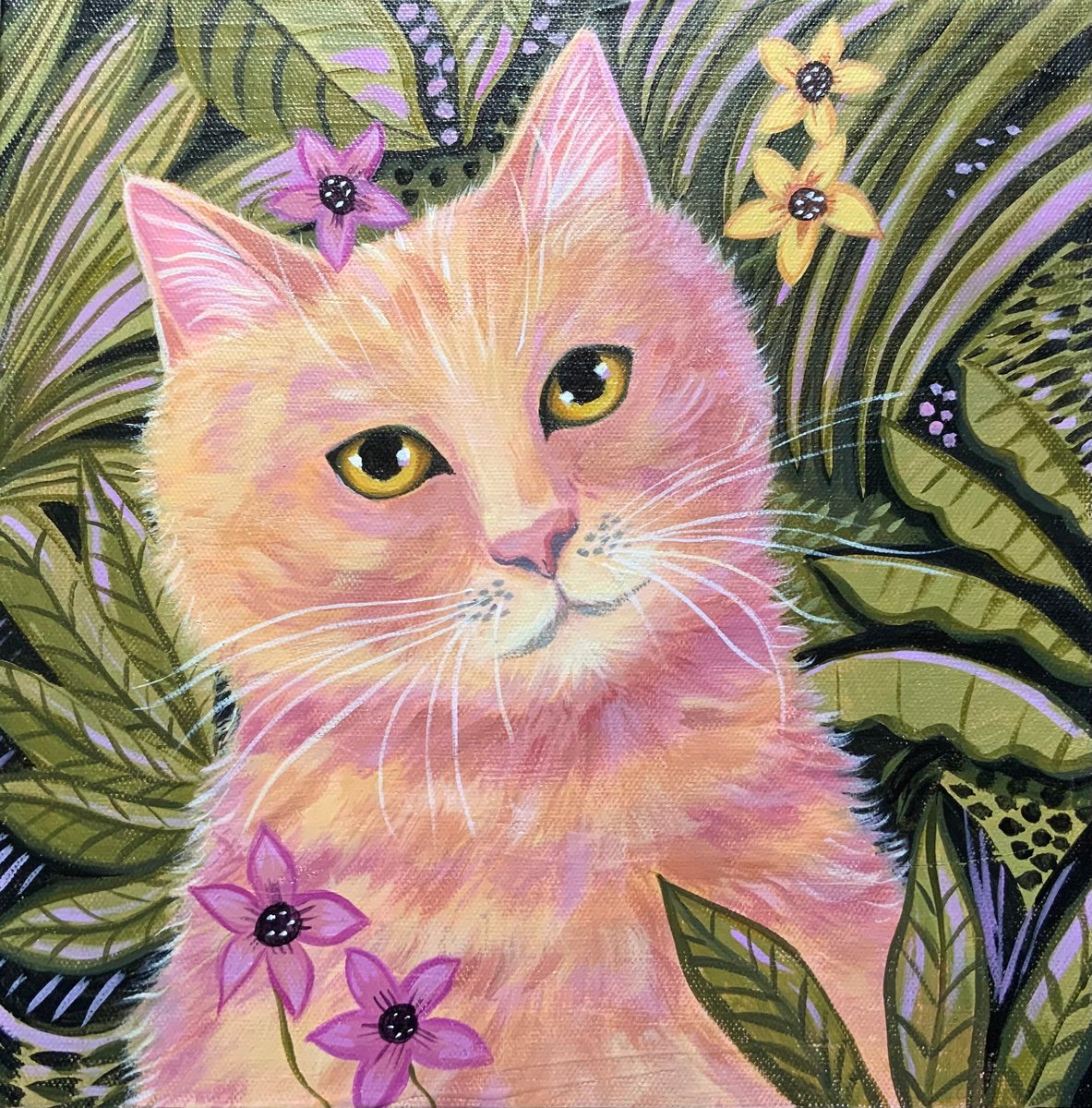 Impressionistic Animal Acrylic Painting By Mary Stubberfield, 12 X 12", Magnus, Original Artwork