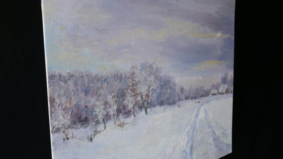 The Snowy Road - winter landscape painting