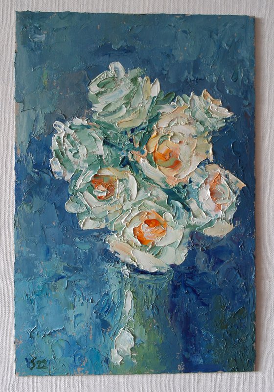 White Roses in Vase