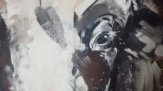 TAURUS #3 – Close up portrait of a bull **large Painting 100 x 100 cm