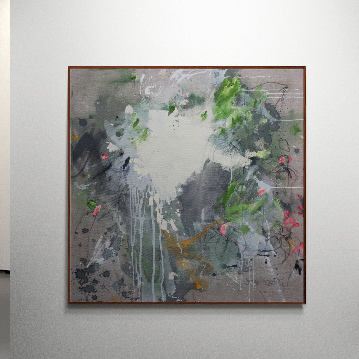 Abstract Botanical Acrylic Painting By Daniela Schweinsberg, 28 X 28, My Soul Is A Garden, Original Artwork