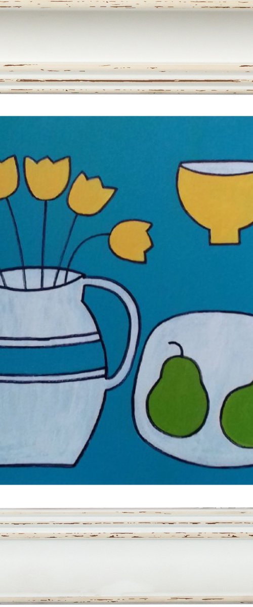 Still Life with Yellow Tulips and Bowl by Jan Rippingham