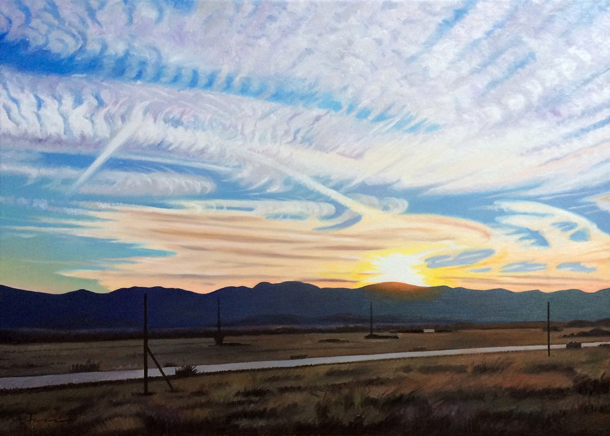 Photorealistic Landscape Oil Painting By Alexander Titorenkov, 28 X 20, Road, Original Artwork