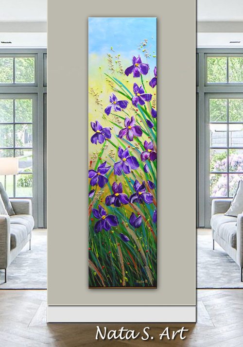 Blossom Irises - Original Textured Flowers Painting by Nataliya Stupak