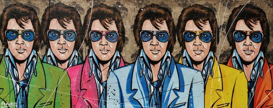 The 6 Faces of Elvis 200cm x 80cm Elvis Presley Concrete Urban Pop Art Headdress