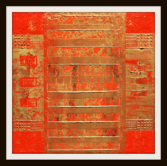 Red Gold Asian Abstract