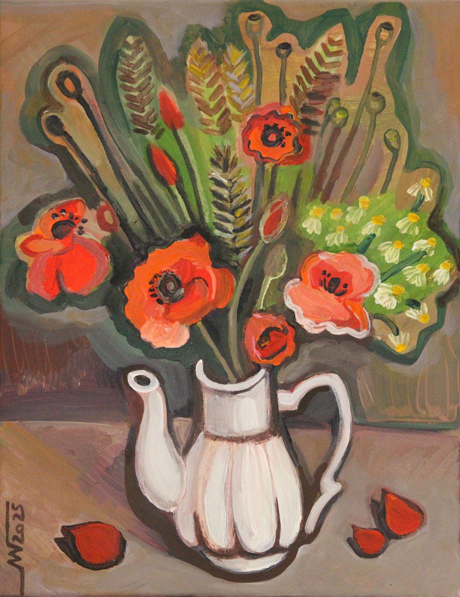 Botanical Acrylic Painting By Marina Gorkaeva, 12 X 16", Posy, Original Artwork