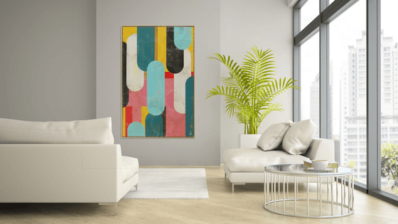 Modern Painting - Incl Frame - Traffic Pink XL 145x95 - Large Abstract Art - 18M