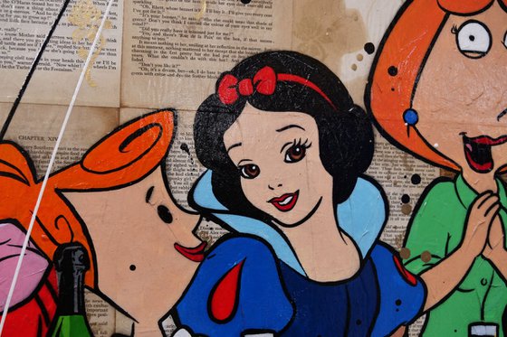 The Royal Wedding 270cm x 120cm Cinderella Wedding Book Page Urban Pop Art With Etched Frame