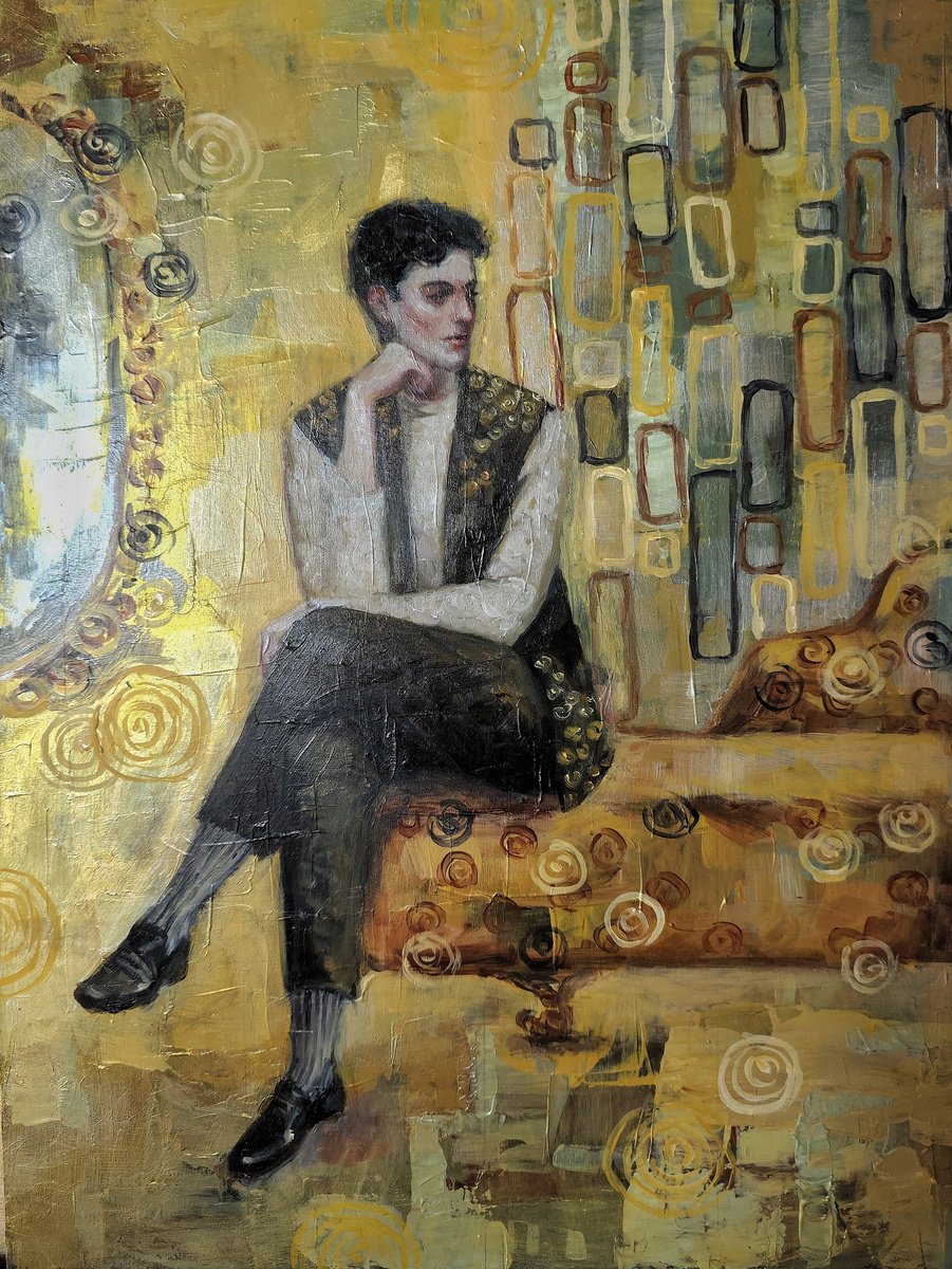 Expressive Portrait Oil Painting By Artmoods Tp, 13 X 17, Gustave, Original Artwork