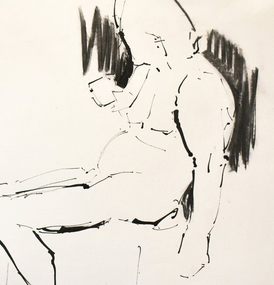 Study of a female Nude - Life Drawing No 623