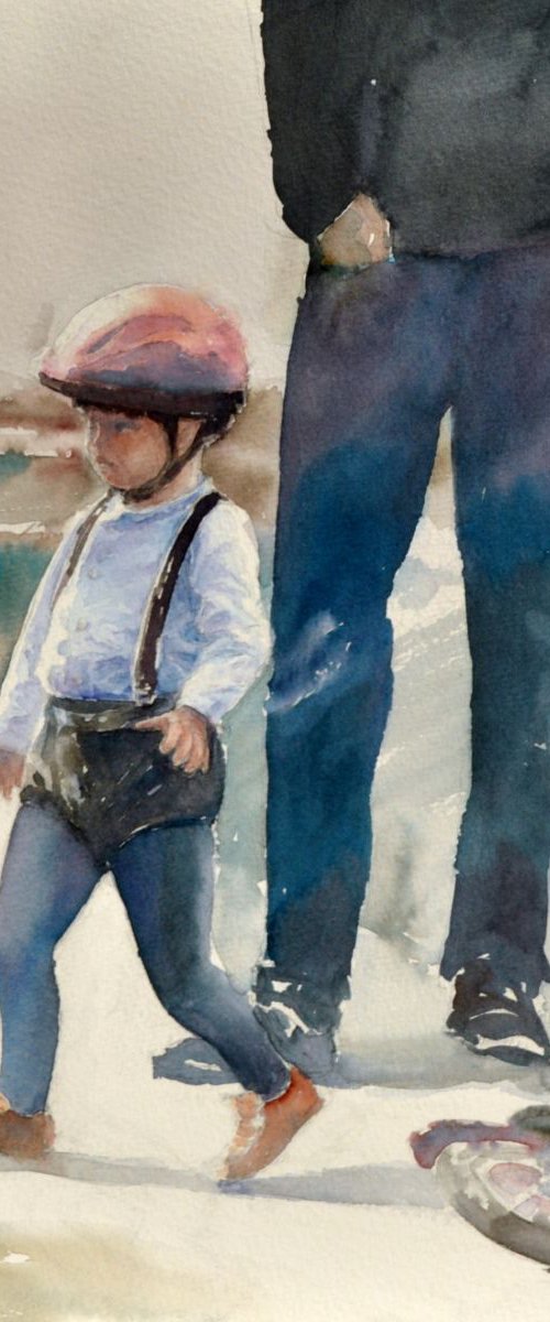 FATHER'S JOB. BILBAO  original watercolour 32x41 by Beata van Wijngaarden